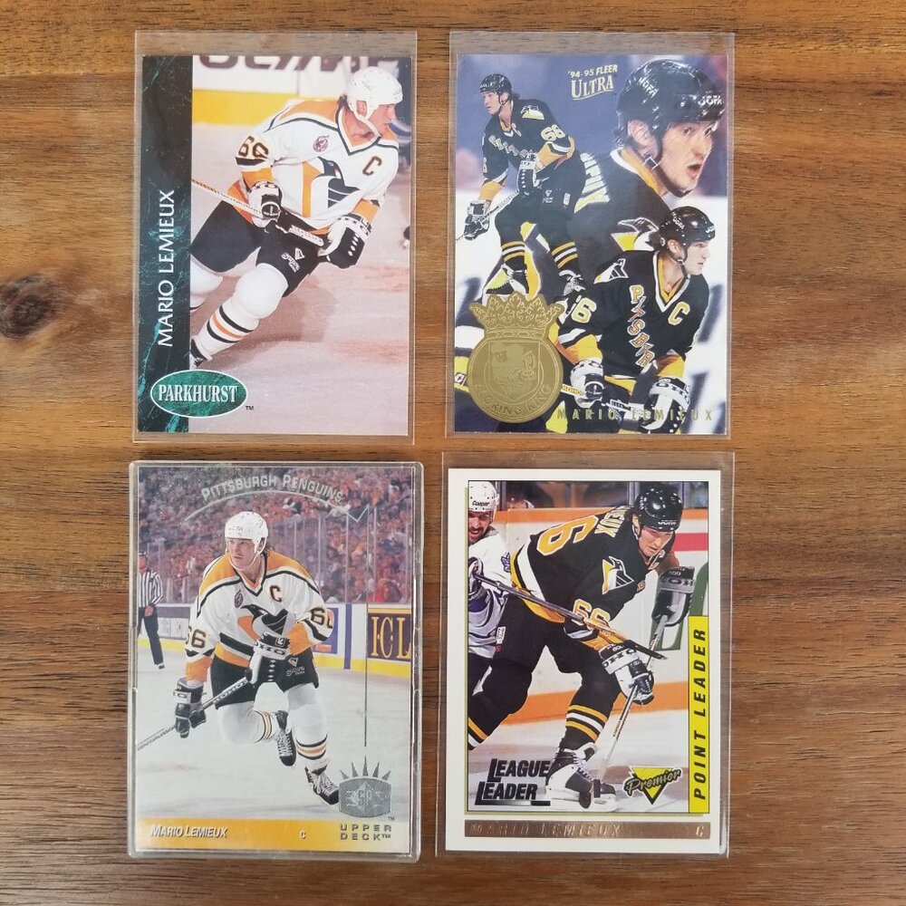 Lemieux Hockey Cards Set of 4 1990s Pittsburgh Penguins Mint